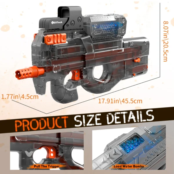 Electric Gel Gun in Transparent Black! Fully Automatic Splatter Ball Toy, Perfect for Outdoor Shooting Games (No Bullets) - Image 2