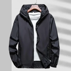 Windbreaker Jacket Men Women Thin Sun Protection Coat Hooded Long Sleeve Shrinkable Cuffs Pockets Zipper Placket