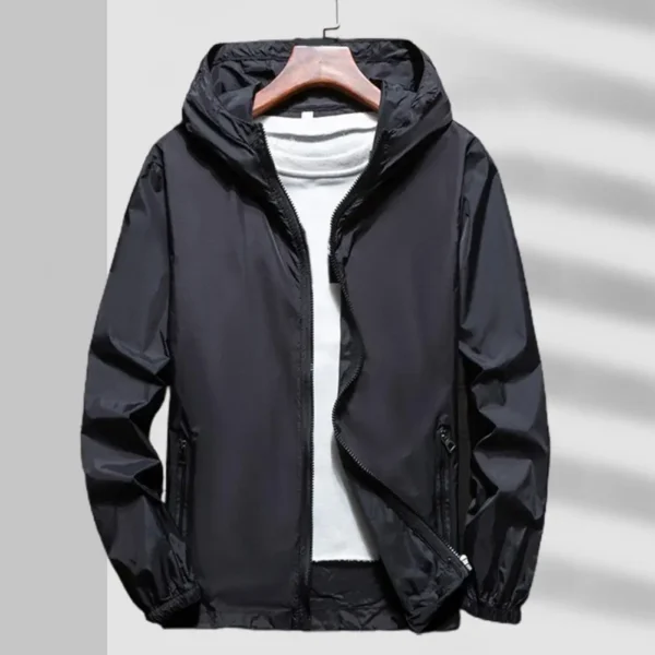 Windbreaker Jacket Men Women Thin Sun Protection Coat Hooded Long Sleeve Shrinkable Cuffs Pockets Zipper Placket