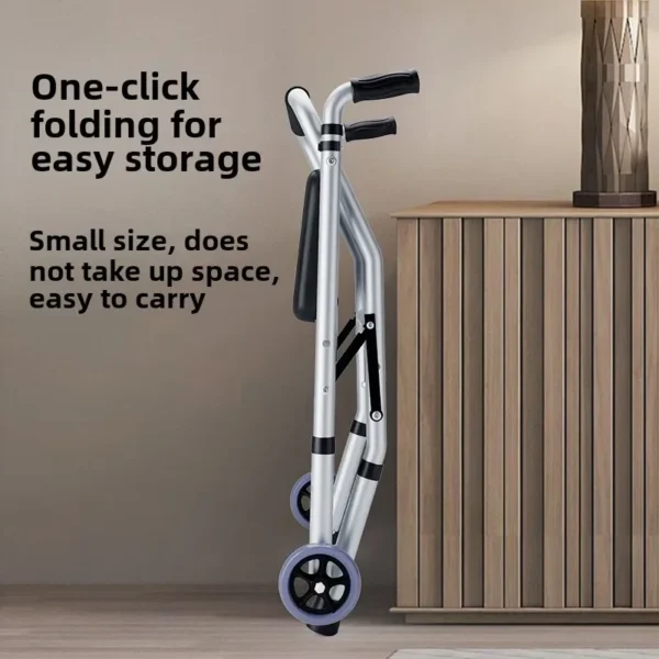 Supportive Walker Aluminum Alloy Elderly Rehabilitation Aid with Wheeled Armrest Mobility Support Walker Walking Stick with Seat - Image 4