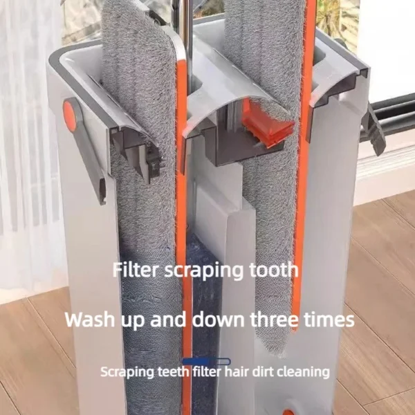 Hand Free Flat Floor With Bucket Mop 33cm Set For Home Floor Cleaning System 360 Rotating Washable Microfiber Lazy Cleaning Tool - Image 4