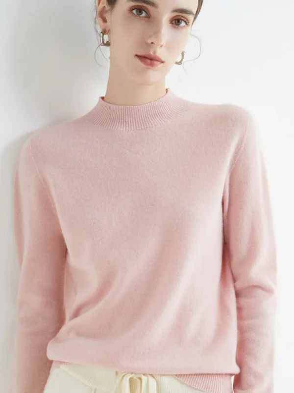 AOSSVIAO 2025 Autumn Winter Solid Mock-neck Pullover Sweater For Women Casual Knitwear Female Clothing Basic Soft Tops - Image 3