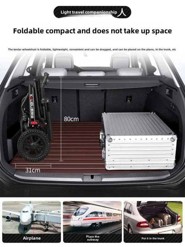 Wheelchair for the elderly folding wheelchair ultra-light small elderly travel - Image 3