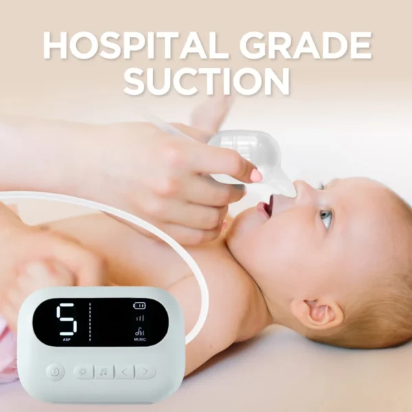 Baby Nasal Aspirator Electric Nose Cleaner with Built-In Music & Night Light Rechargeable Nose Booger Sucker for Infants Babies - Image 2